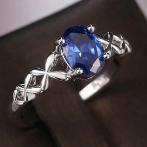 Blue Oval Saphire Antique Engagement Wedding Ring Anniversary Band Birthstone